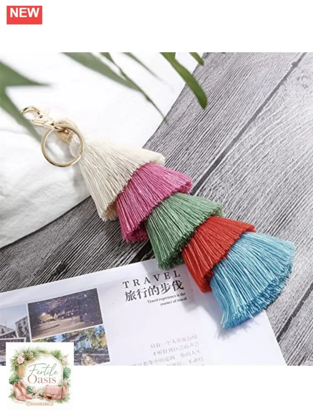 Boho Cotton Tassel Keychain Charm, Pom Pom Bag Decoration, Keyring for Women